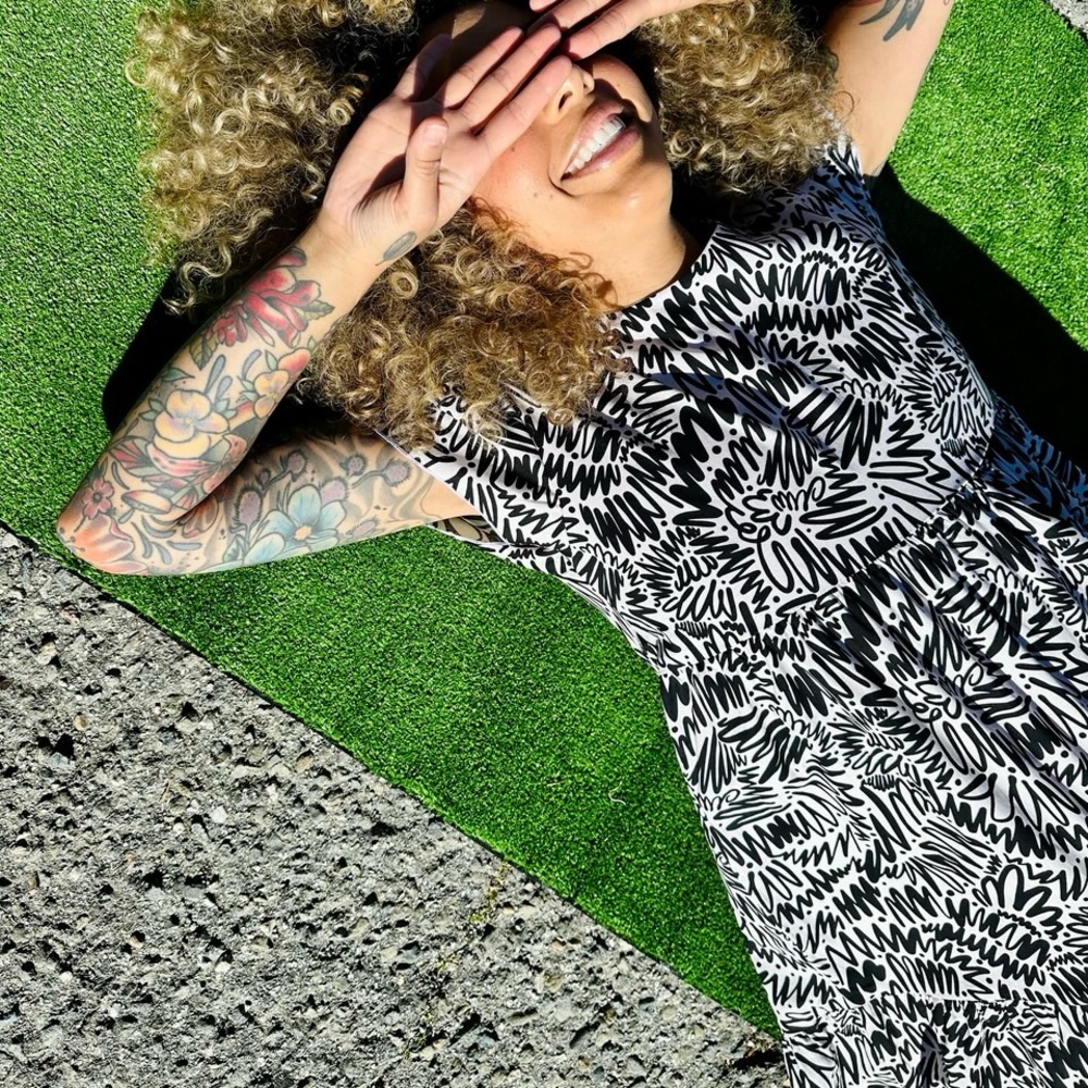 Nooworks Frida Dress in Zig Zag Print